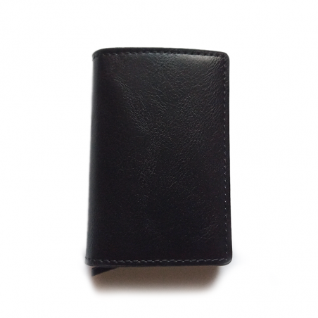 Empyrean eco-leather wallet with trigger and RFID protection - Black