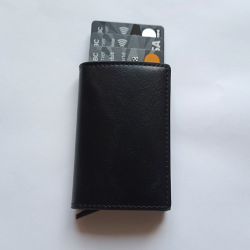 Empyrean eco-leather wallet with trigger and RFID protection - Black